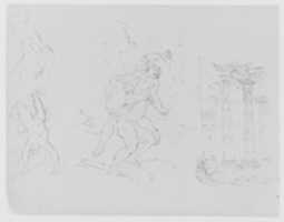 Free download Hercules and Antoneus; Fall of Phaetor (Icarus?); Classical Architecture; Sacrifice of Isaac [?] (after Rembrandt?) (from Sketchbook) free photo or picture to be edited with GIMP online image editor